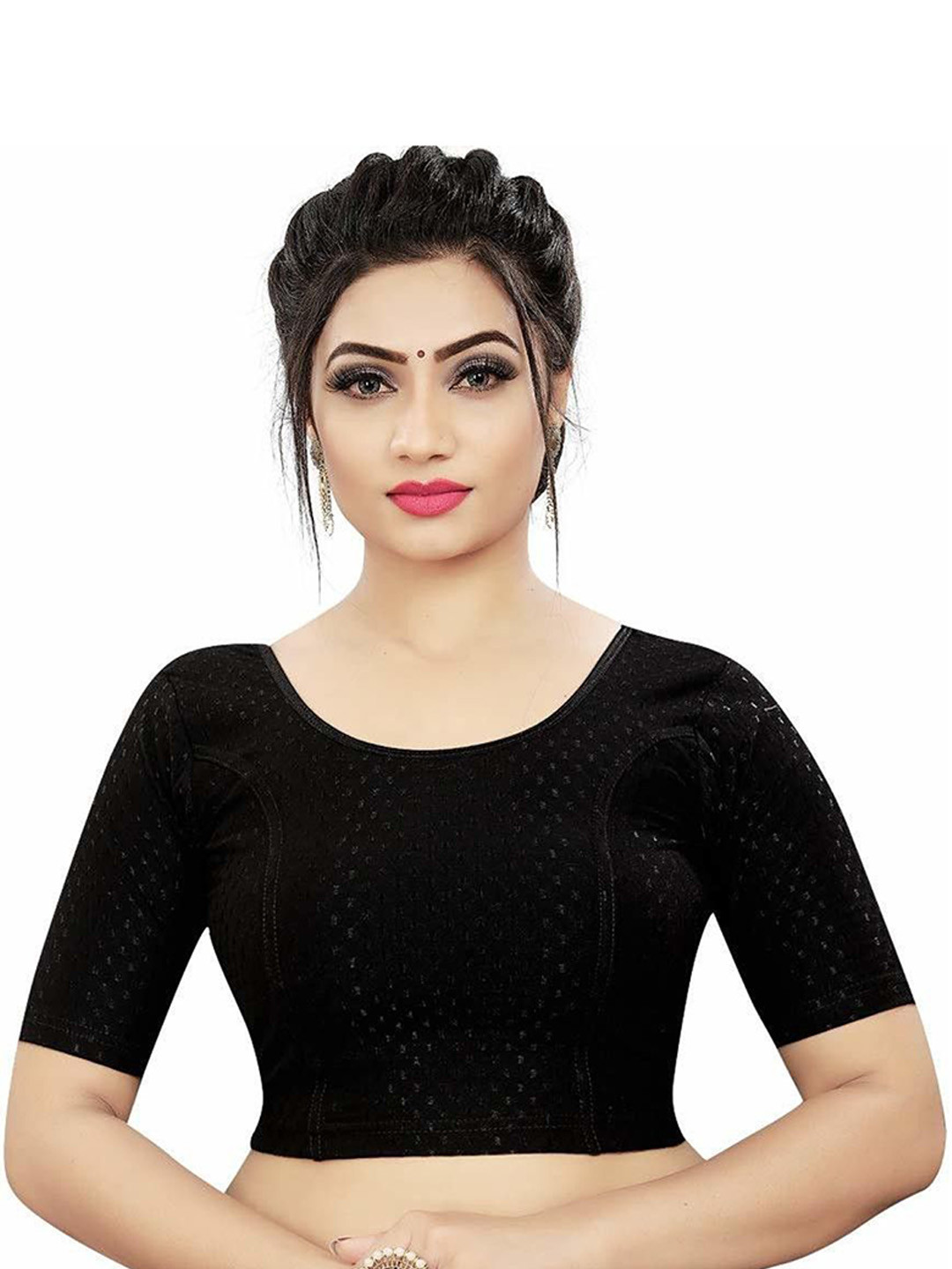 

RUNAYA NX Woven Design Saree Blouse, Black