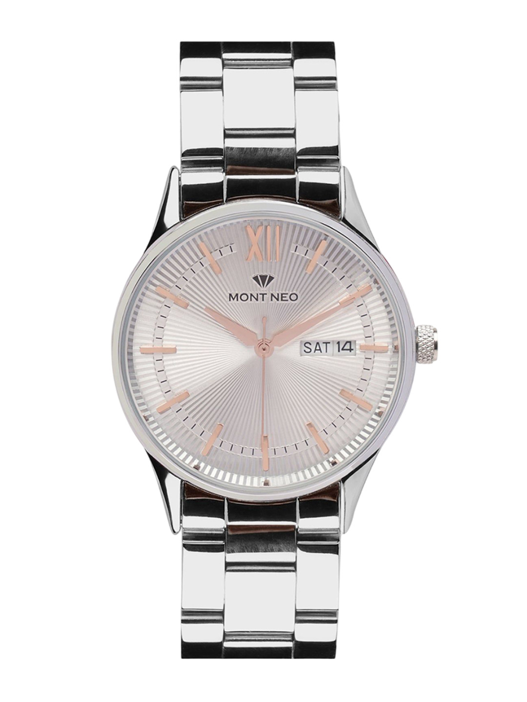 

MONT NEO Classic Men Embellished Dial & Stainless Steel Straps Analogue Watch 8007T-M1103, Silver