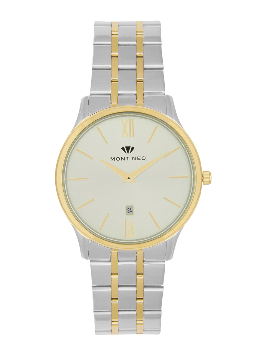 

MONT NEO Men Stainless Steel Bracelet Style Straps Analogue Watch 1035E-M1208, Silver