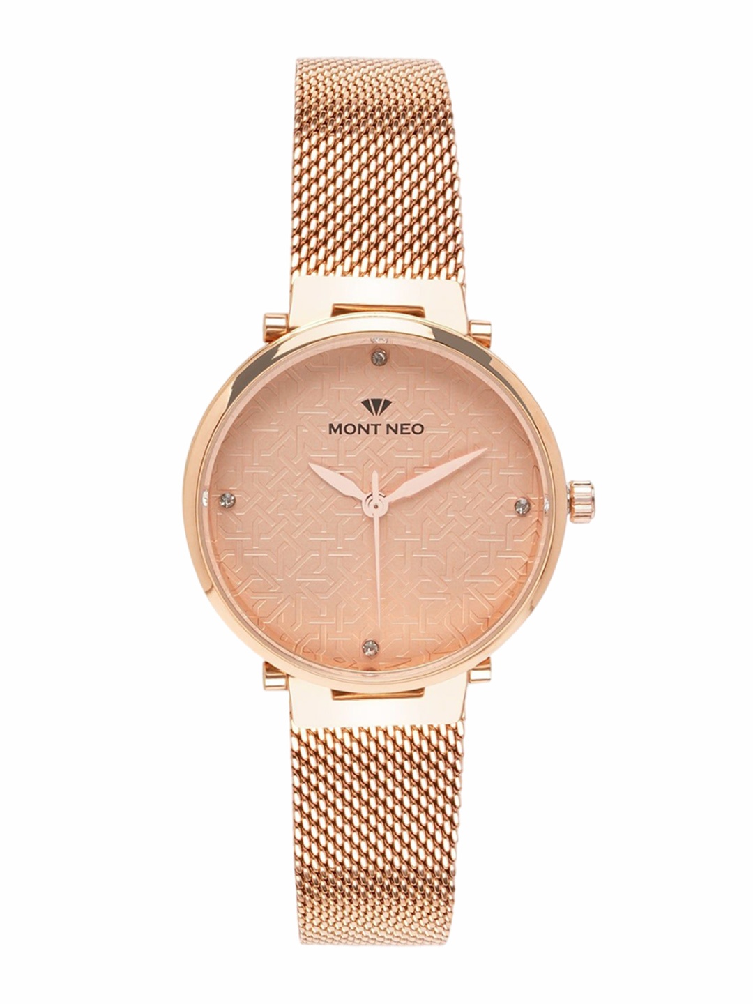 

MONT NEO Women Embellished Dial Bracelet Style Straps Analogue Watch 9006T-B3307, Rose