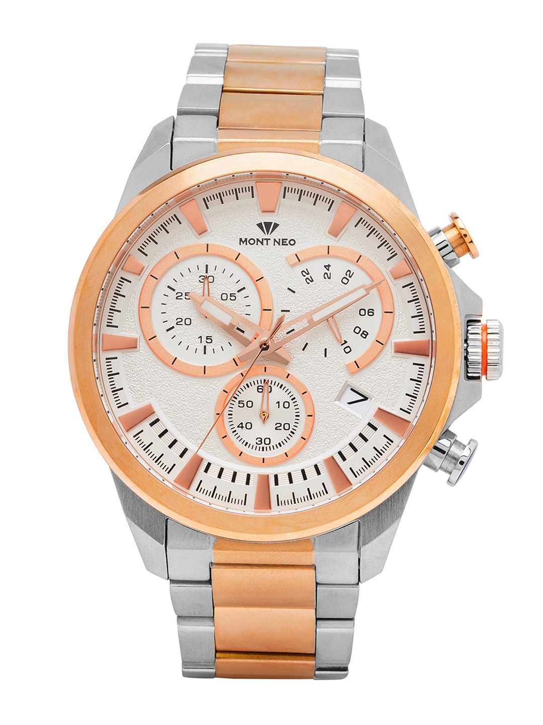 

MONT NEO Men Stainless Steel Bracelet Style Straps Analogue Watch 7011M-M1303, White