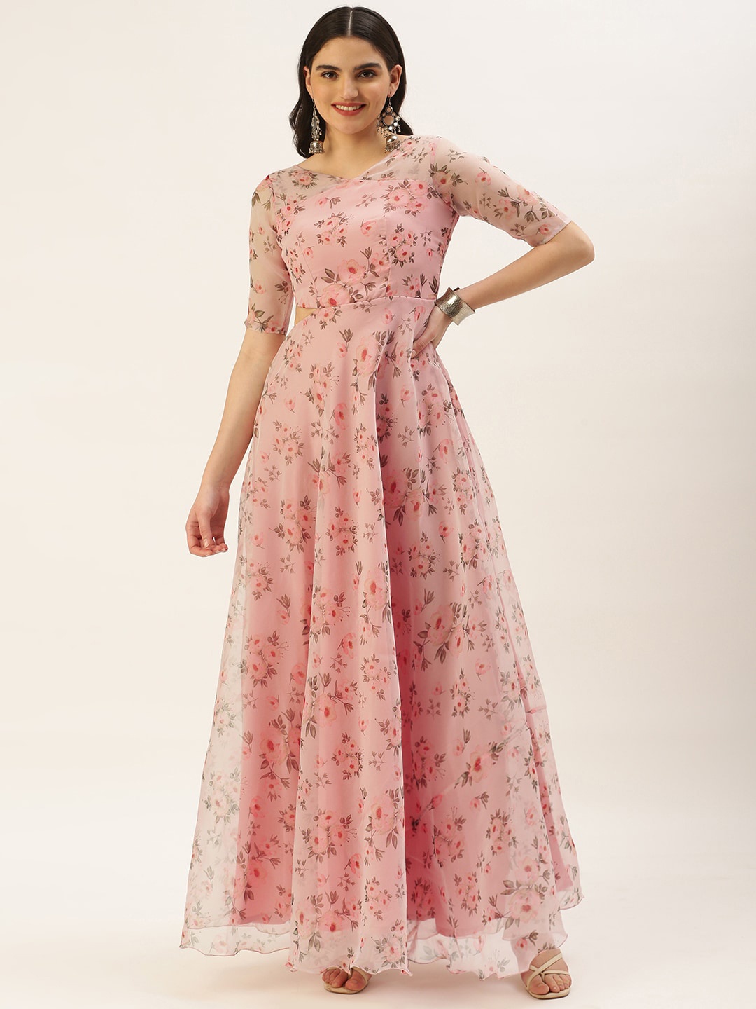 

Ethnovog Floral Printed Maxi Dress, Pink