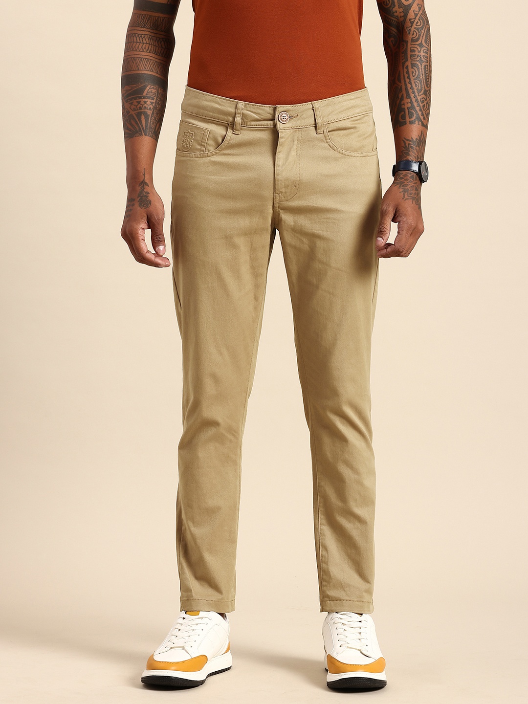 

Being Human Men Classic Chinos Trousers, Khaki