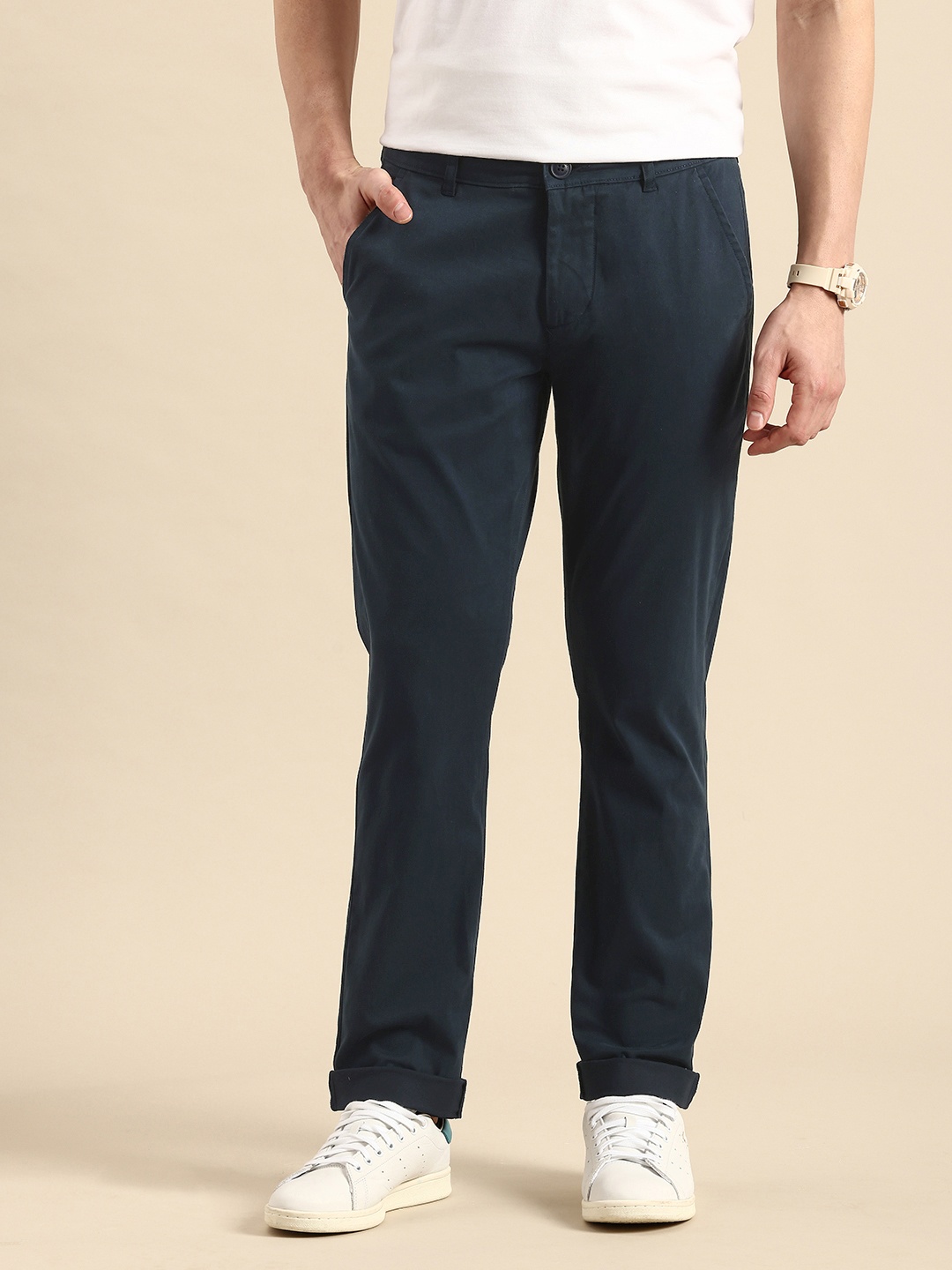 

Being Human Men Chinos Trousers, Navy blue