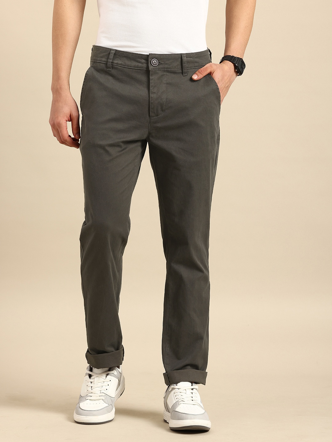

Being Human Men Chinos Trousers, Grey