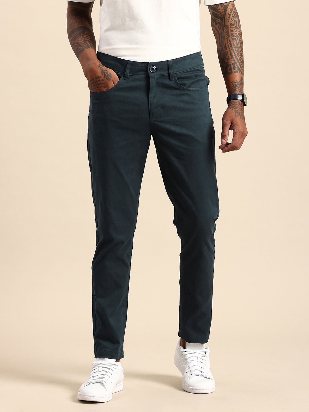 

Being Human Men Classic Chinos Trousers, Navy blue