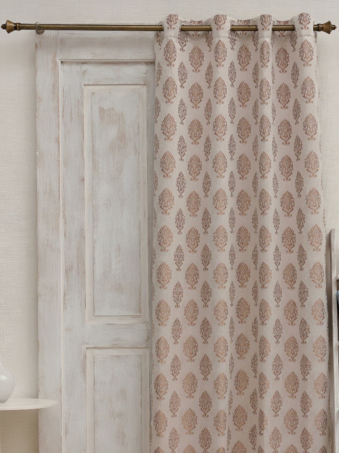 

Ariana Coffee Brown & Grey Floral Room Darkening Window Curtain