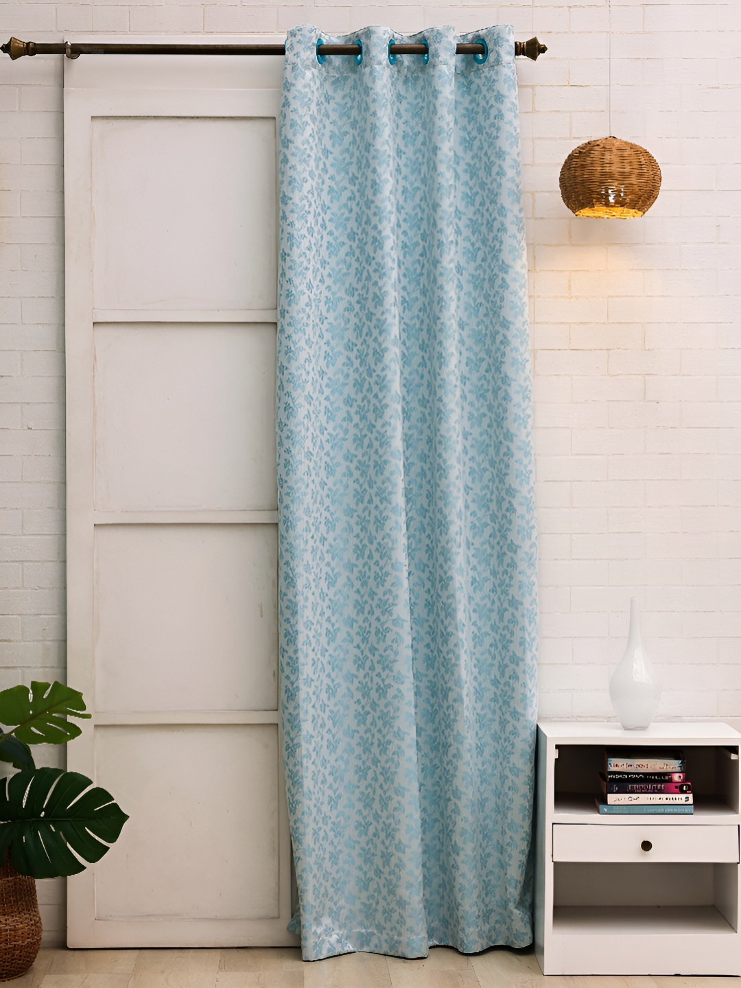 

Ariana Blue & Grey Floral Room Darkening Door Curtain