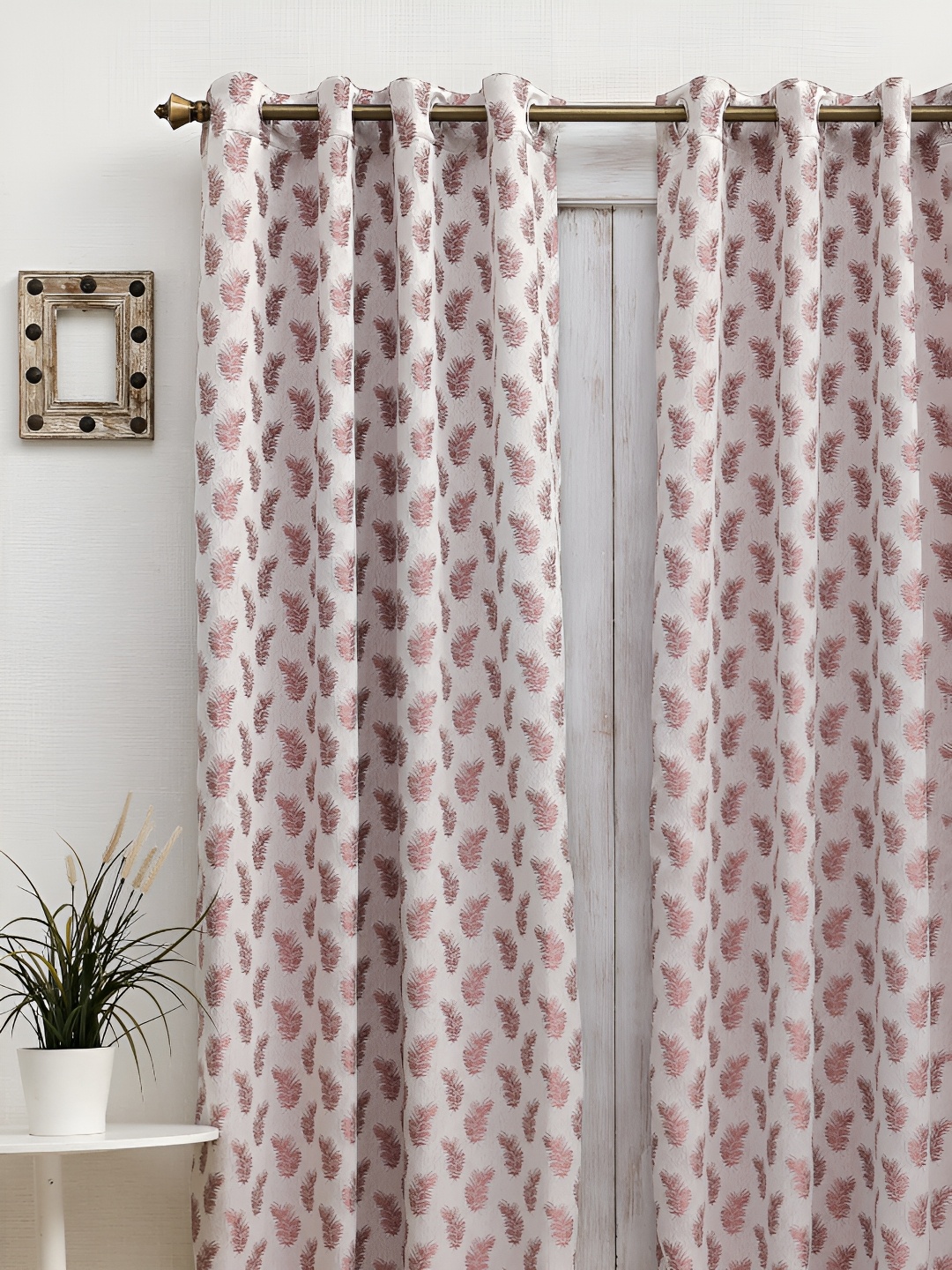 

Ariana Floral Jacquard Room Darkening Window Curtains, Coral