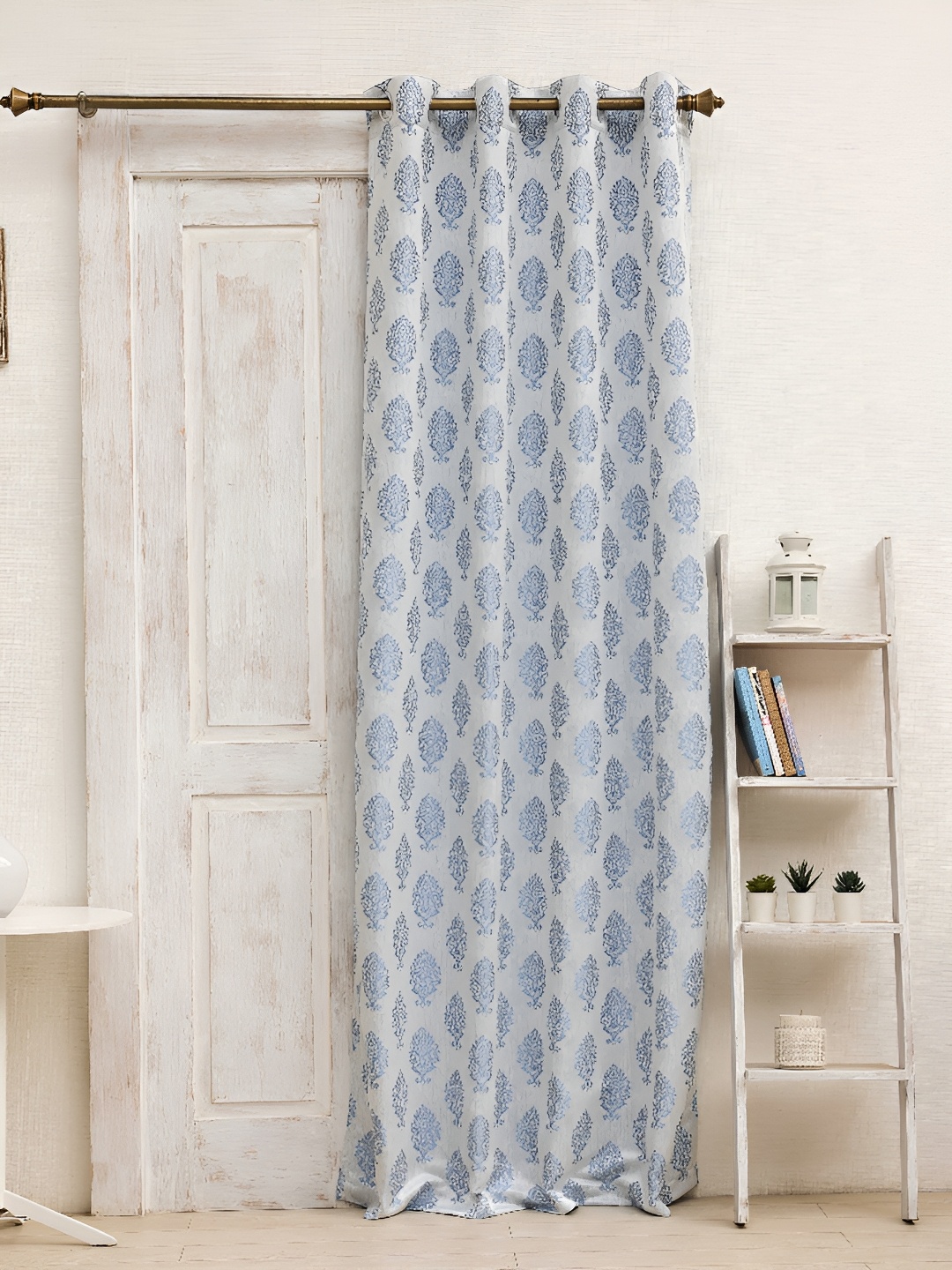 

Ariana Blue & Grey Ethnic Motifs Jacquard Room Darkening Door Curtain
