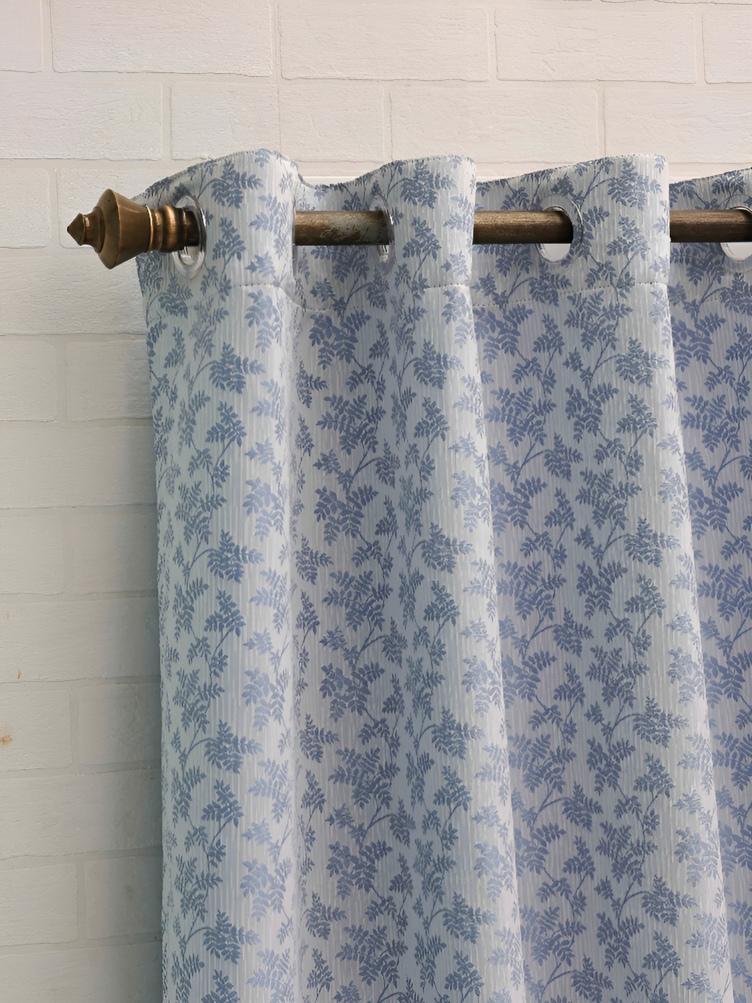 

Ariana Blue & White Floral Printed Room Darkening Eyelets Window Curtain