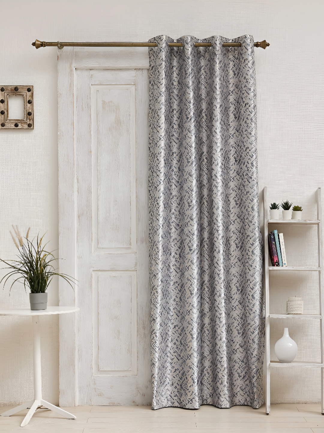 

Ariana Grey & Beige Abstract Printed Room Darkening eyelet Door Curtain