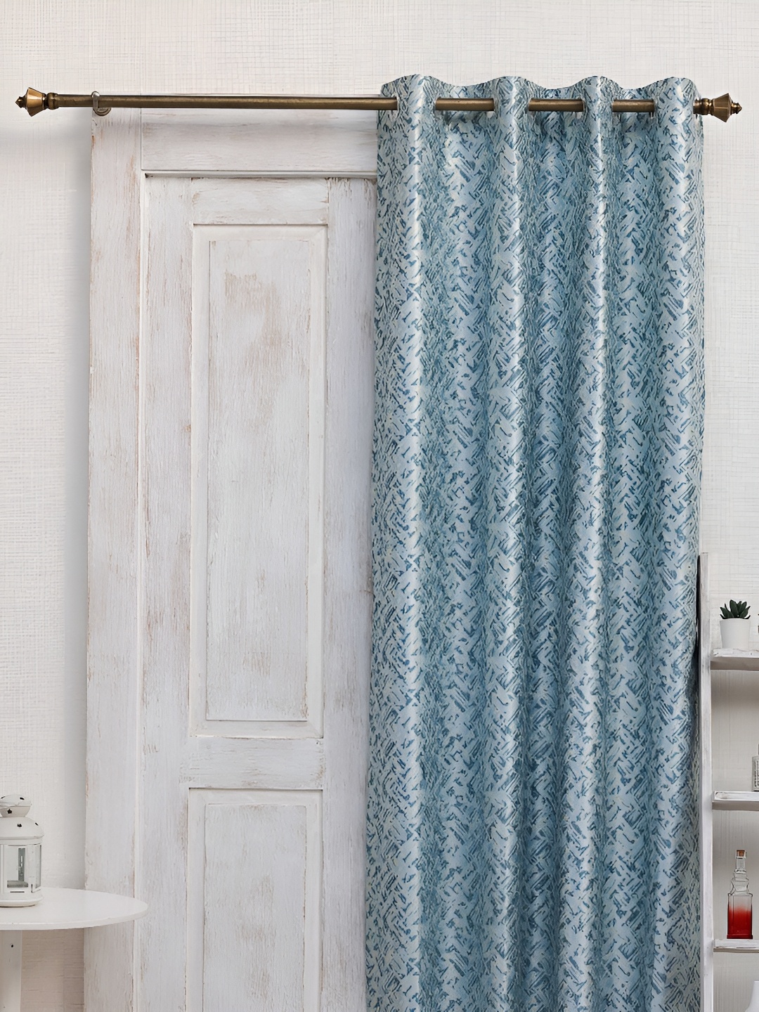 

Ariana Blue Abstract Printed Room Darkening Eyelets Window Curtain
