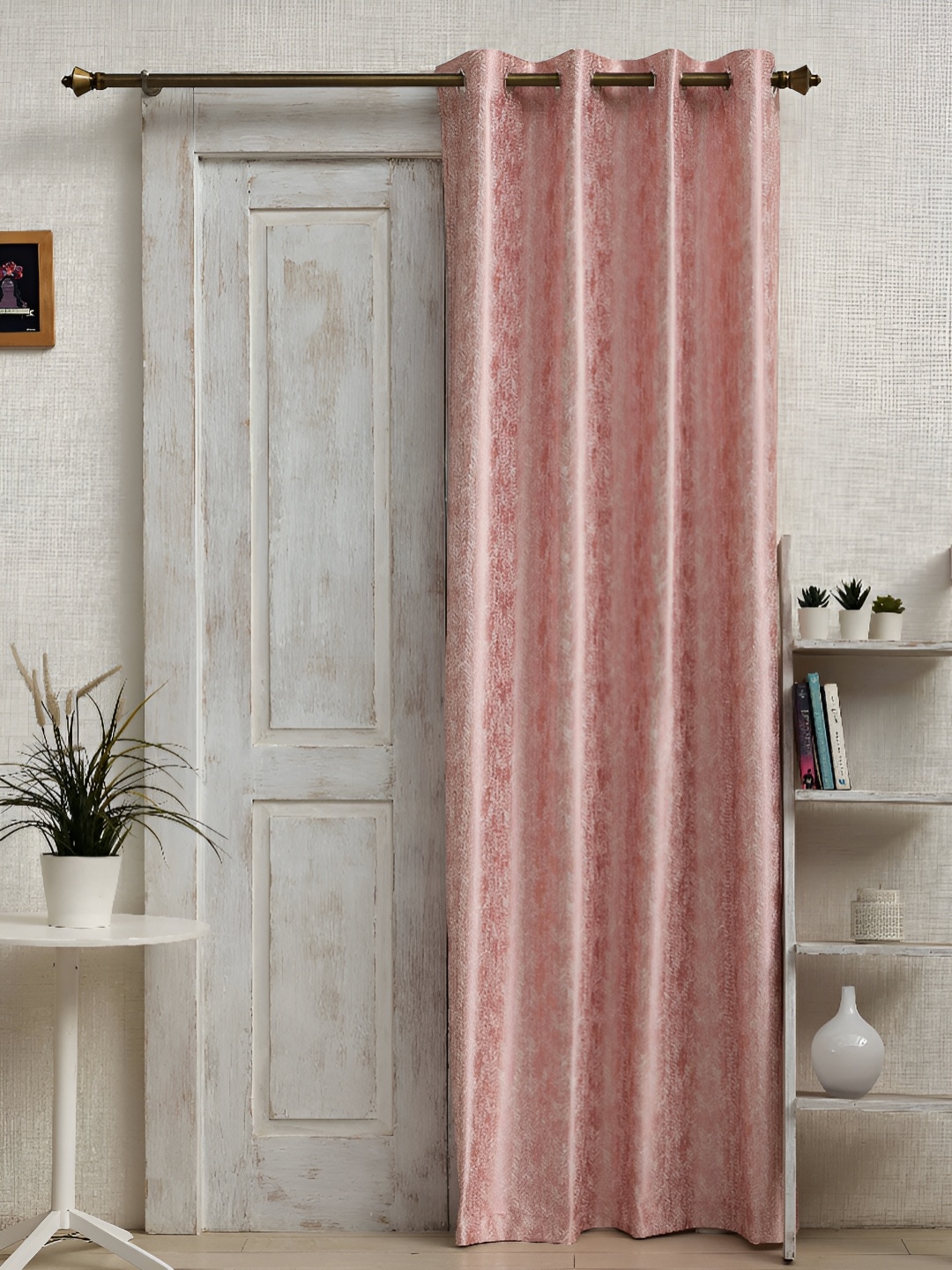 

Ariana Pink & White Abstract Room Darkening Long Door Curtain