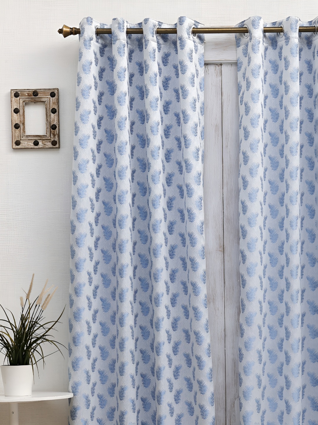 

Ariana Blue & Grey Ethnic Motifs Room Darkening Window Curtain