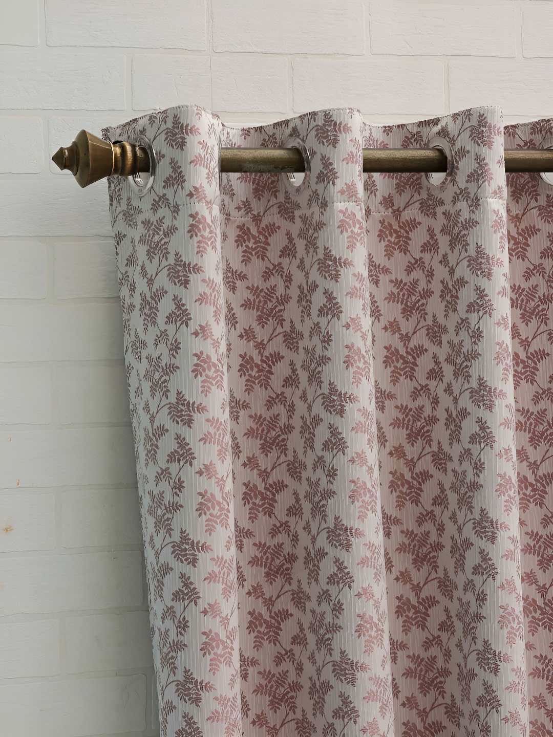 Ariana Coral & Grey Floral Room Darkening Long Door Curtain