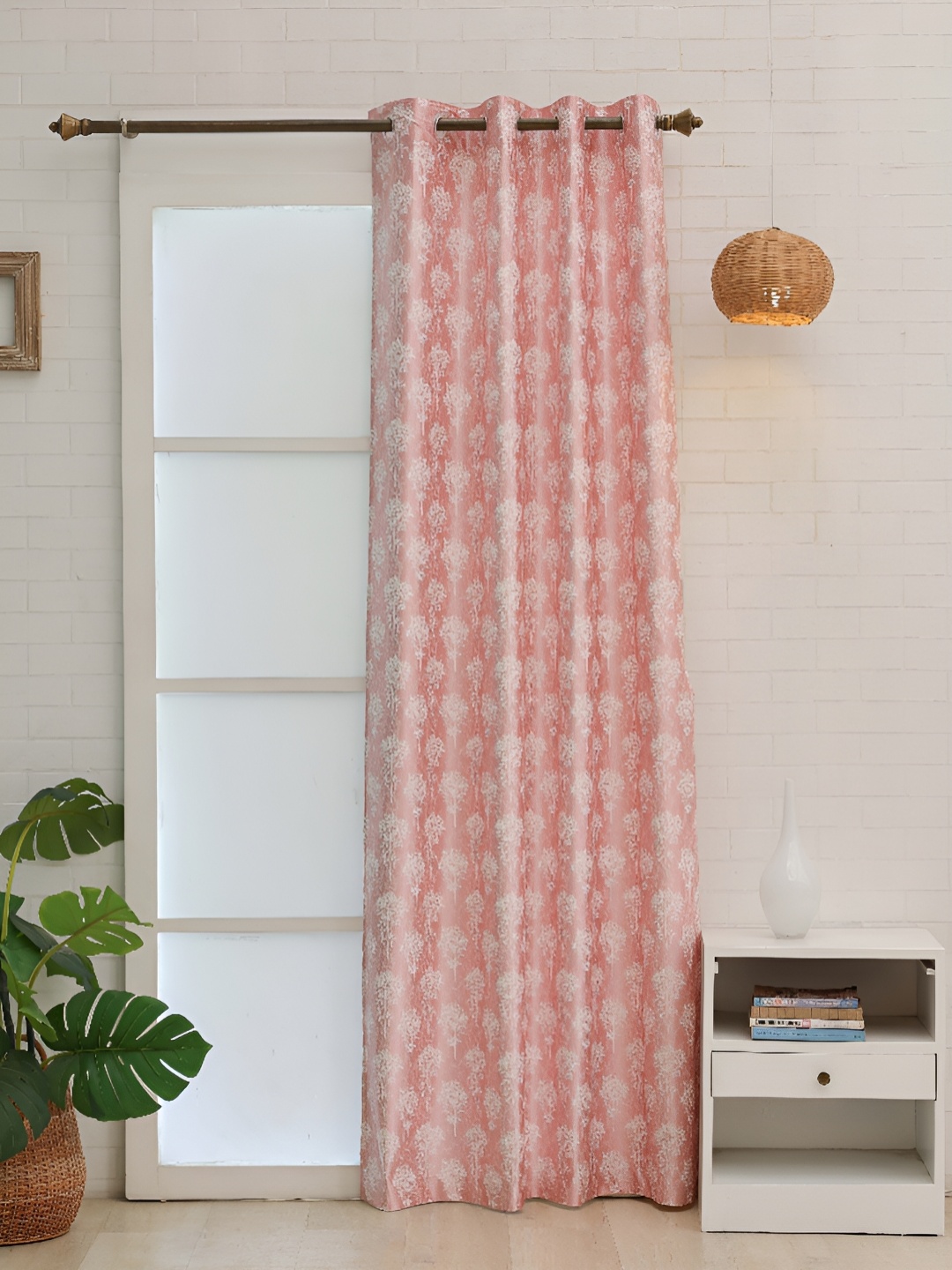 

Ariana Pink & White Floral Room Darkening Long Door Curtain