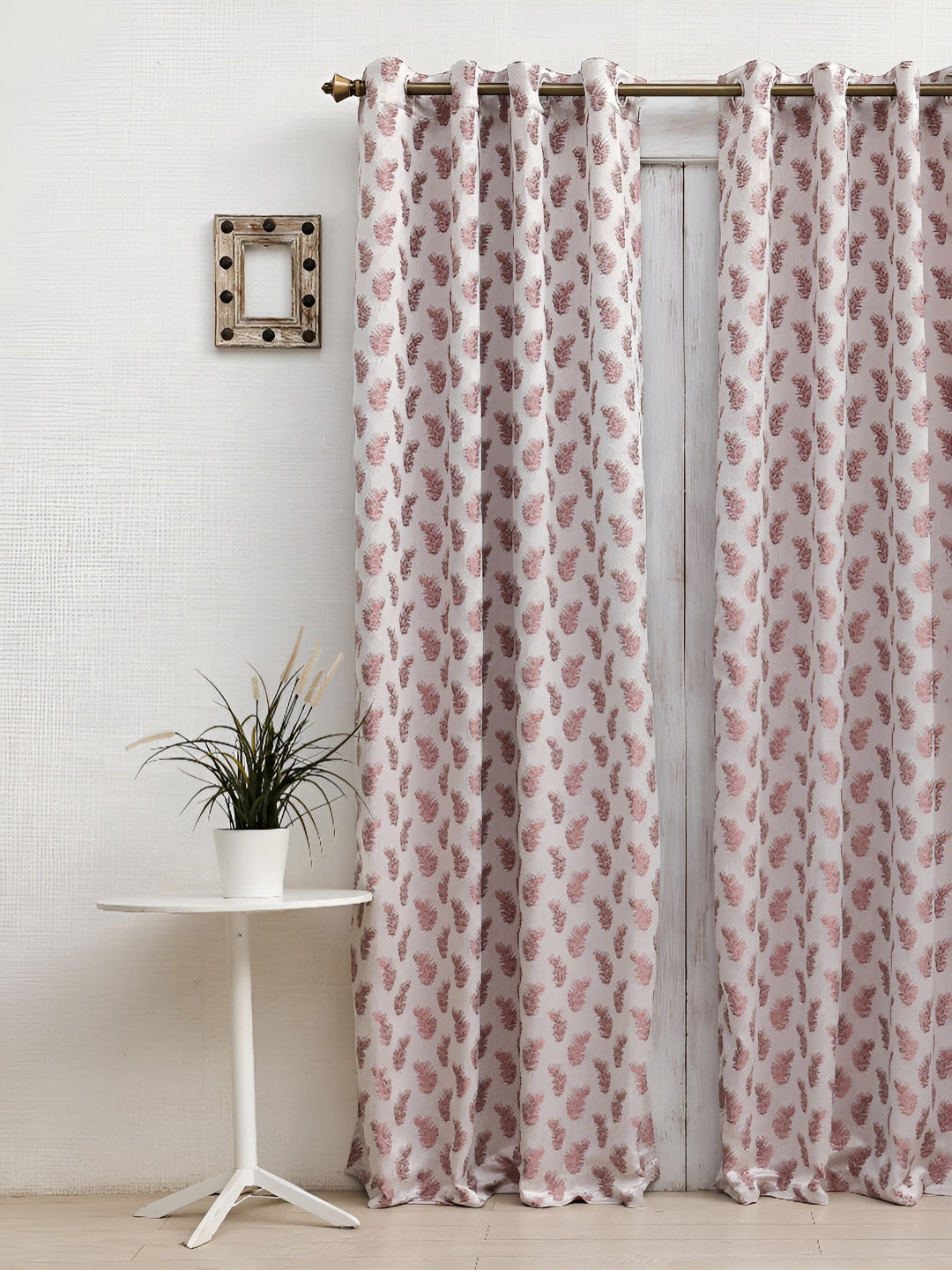

Ariana Coral White Ethnic Motifs Jacquard Room Darkening Door Curtains