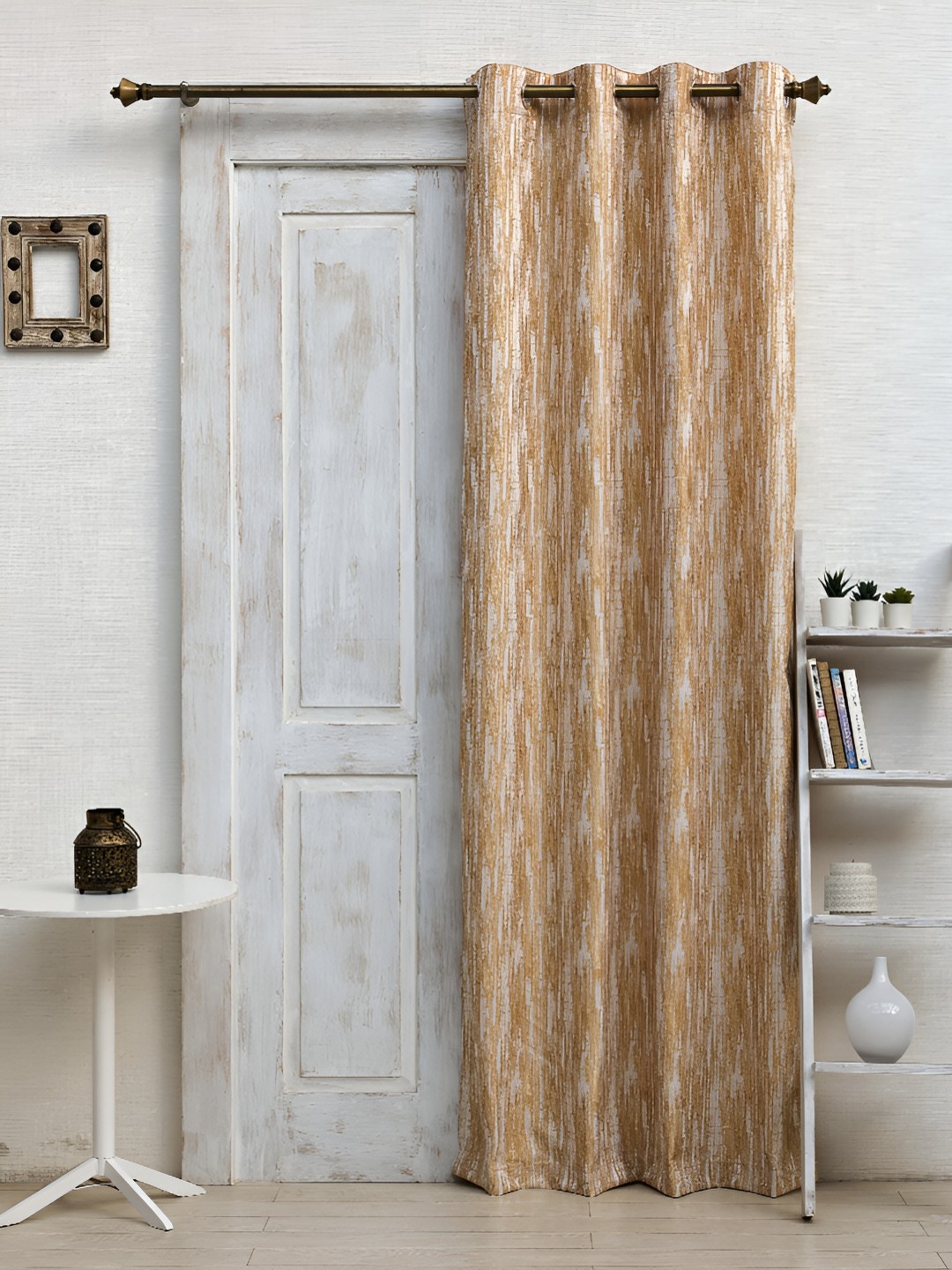 

Ariana Beige & White Printed Room Darkening Long Door Curtain