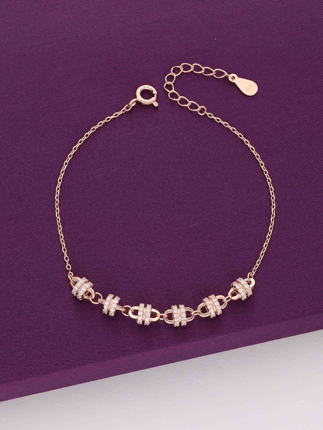 

KAI JEWEL Sterling Silver Cubic Zirconia Rhodium-Plated Link Bracelet, Rose gold