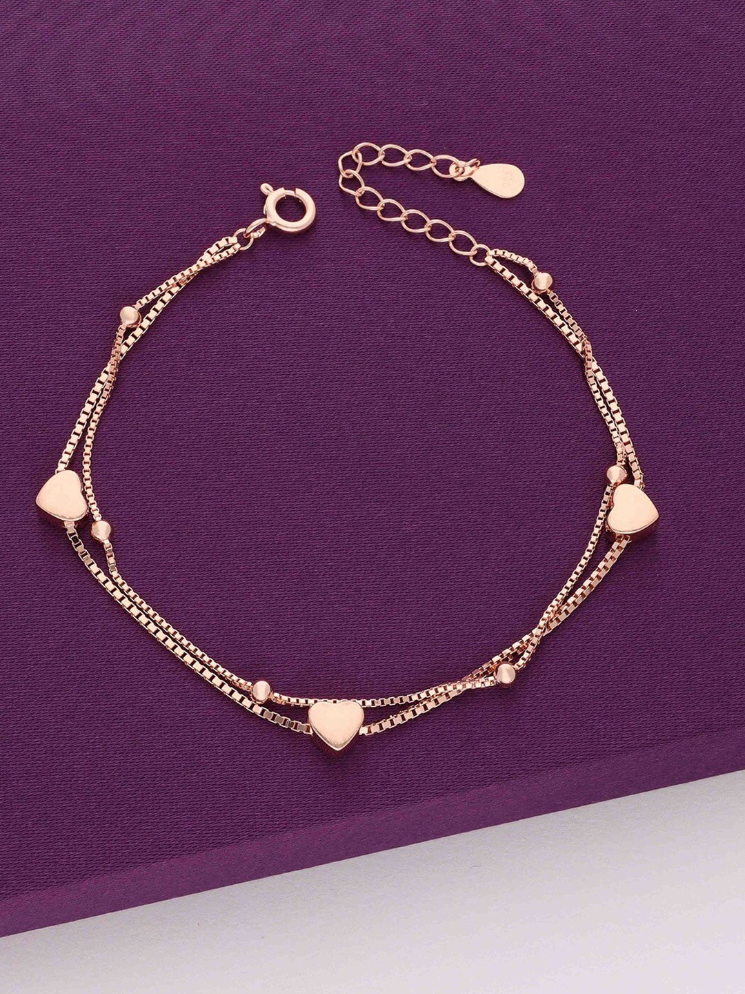 

KAI JEWEL 925 Sterling Silver Cubic Zirconia Rhodium-Plated Link Bracelet, Rose gold