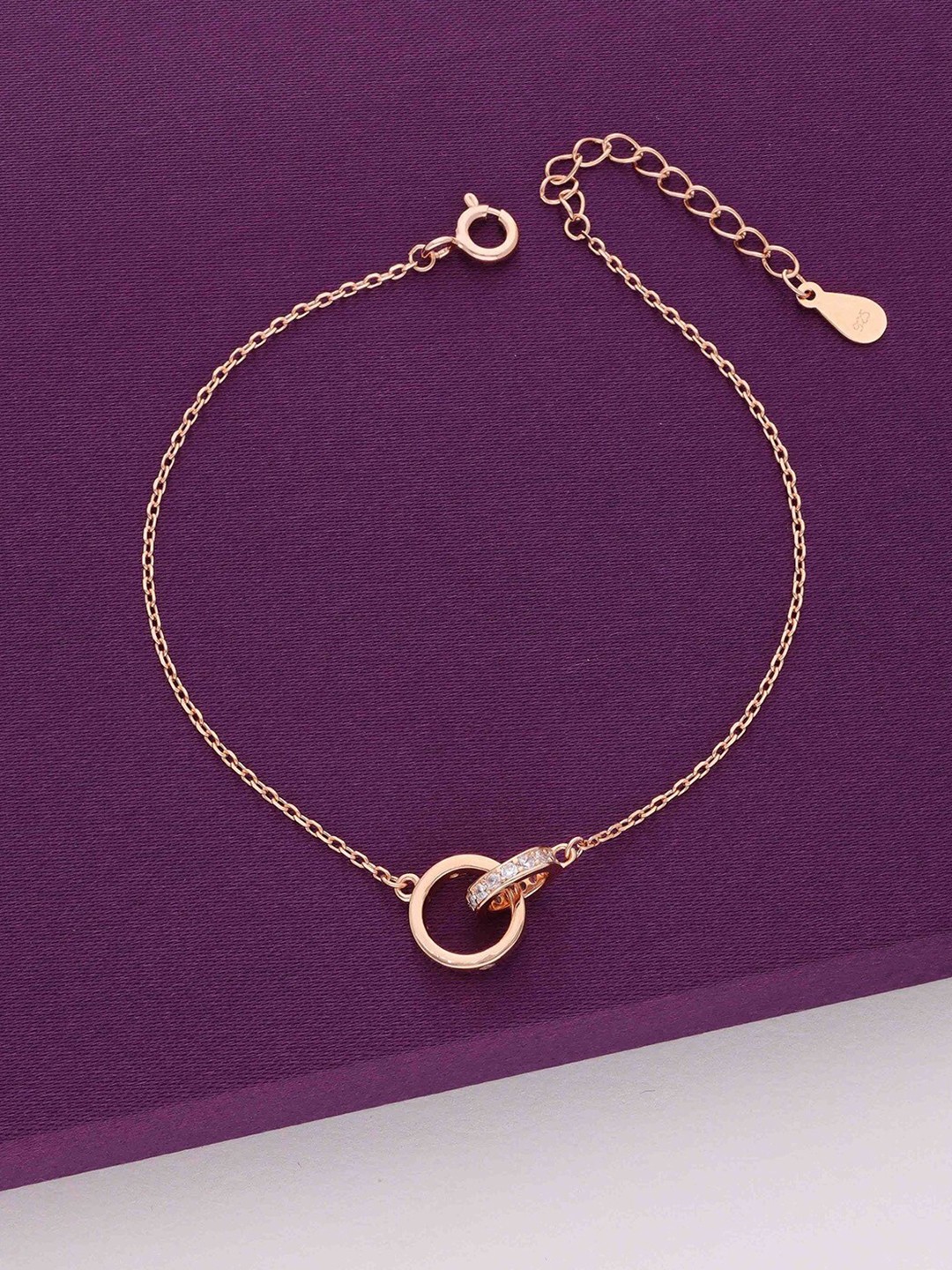 

KAI JEWEL Sterling Silver Cubic Zirconia Rhodium-Plated Link Bracelet, Rose gold