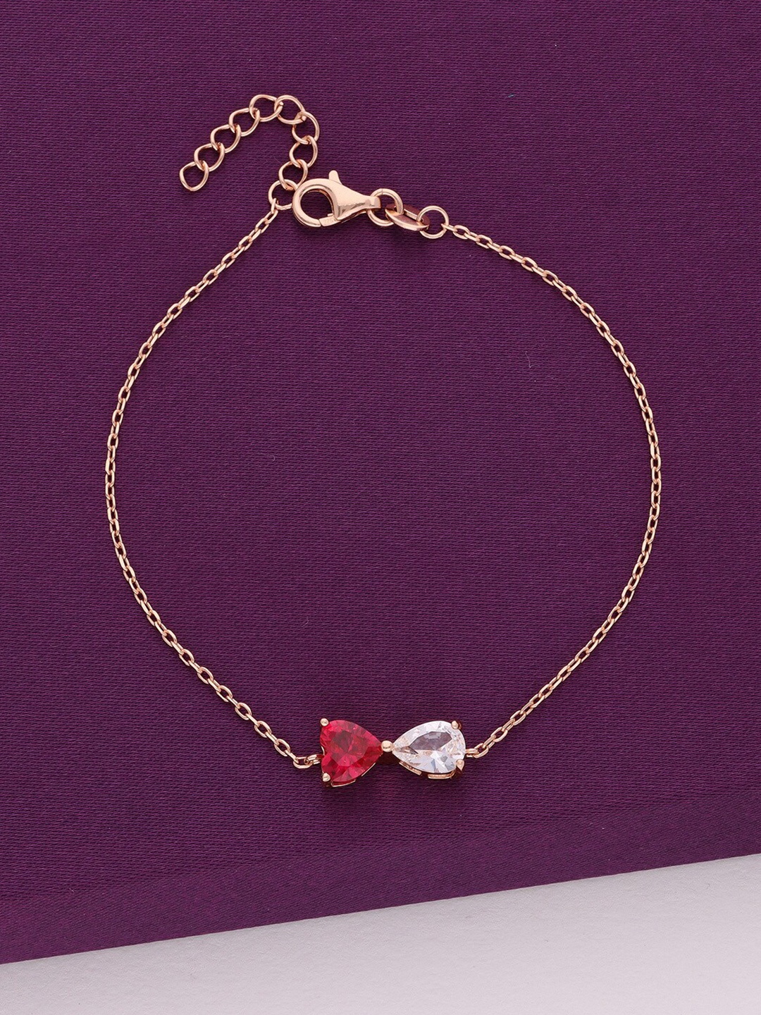 

KAI JEWEL Sterling Silver Cubic Zirconia Rhodium-Plated Charm Bracelet, Rose gold