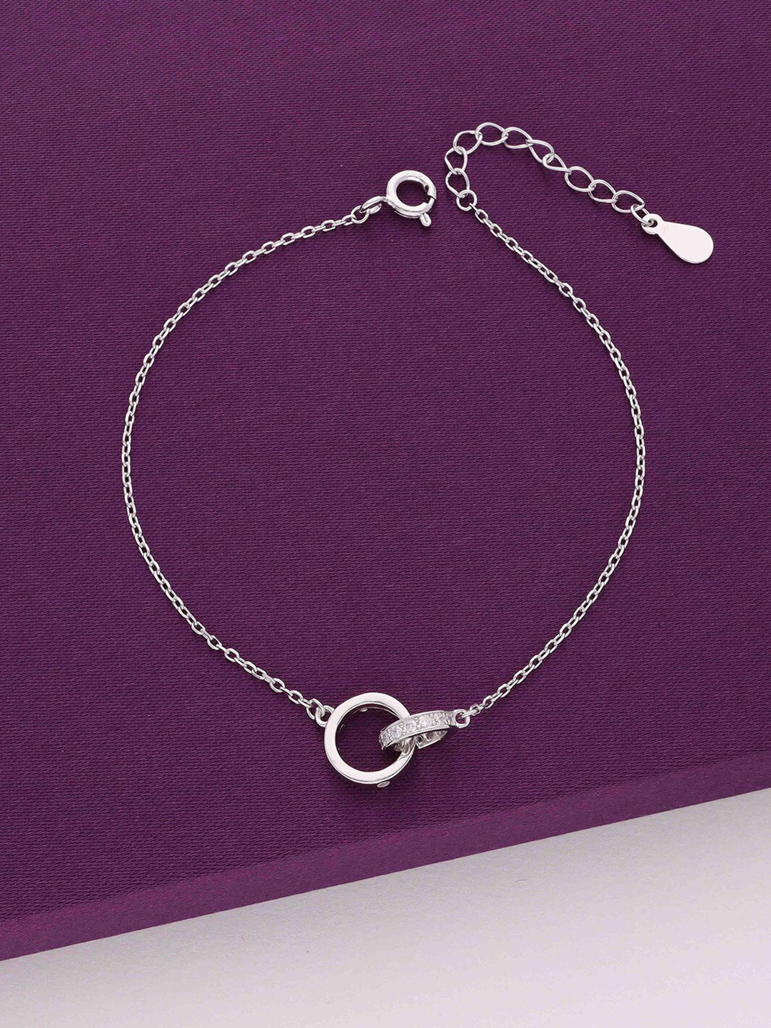 

KAI JEWEL Sterling Silver Cubic Zirconia Rhodium-Plated Charm Bracelet