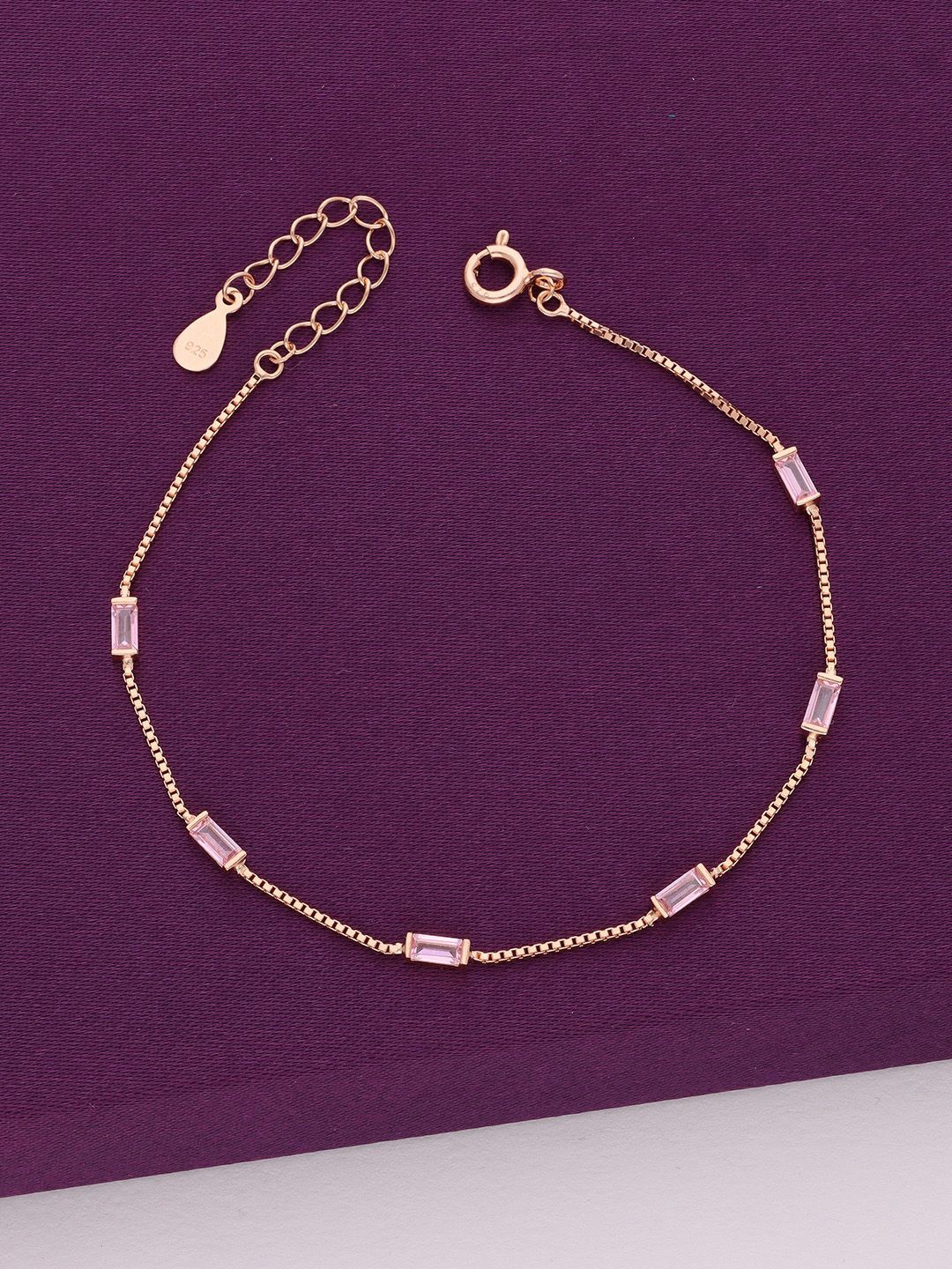 

KAI JEWEL Sterling Silver Cubic Zirconia Rhodium-Plated Link Bracelet, Rose gold