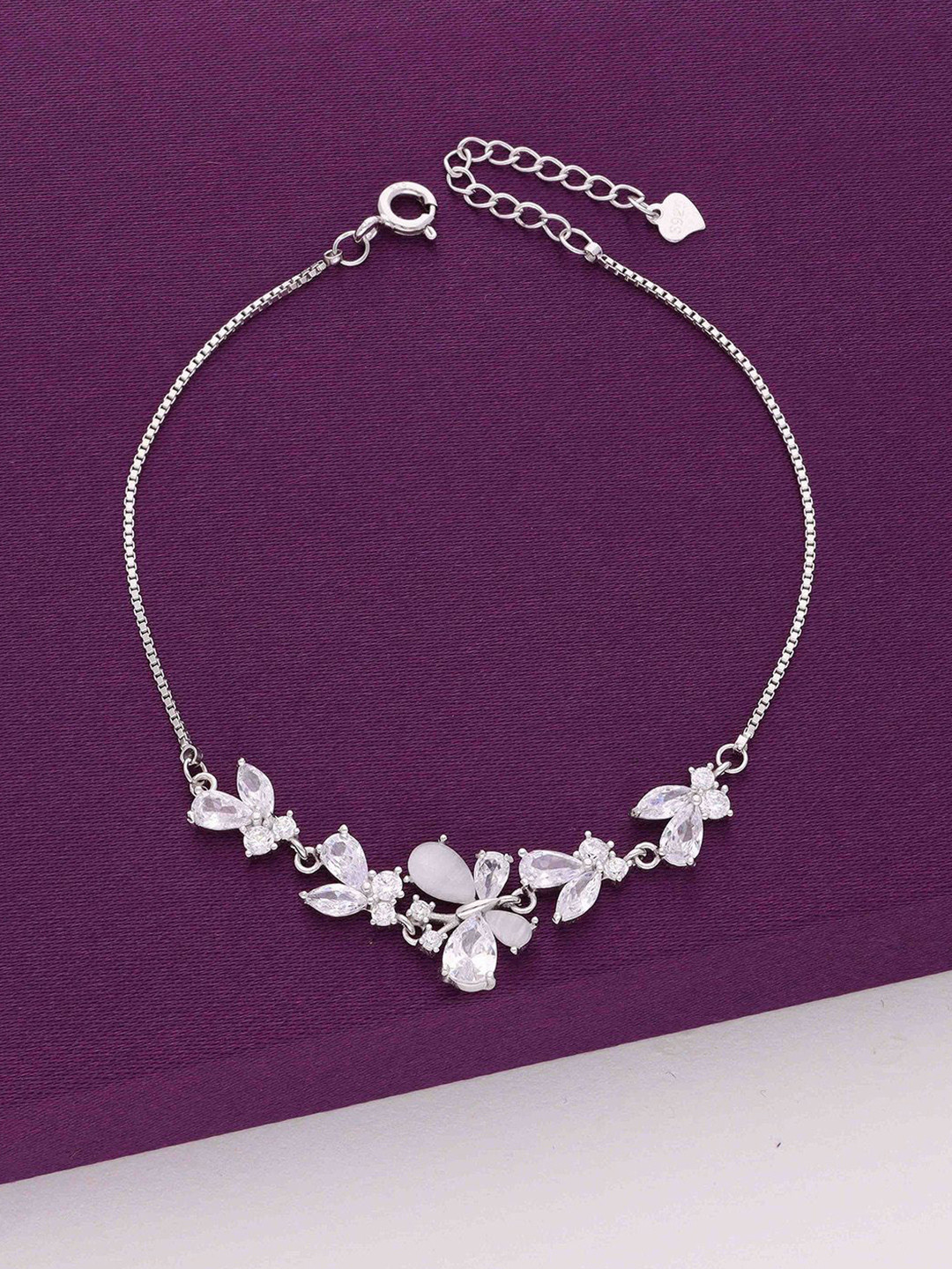 

KAI JEWEL Sterling Silver Cubic Zirconia Rhodium-Plated Link Bracelet