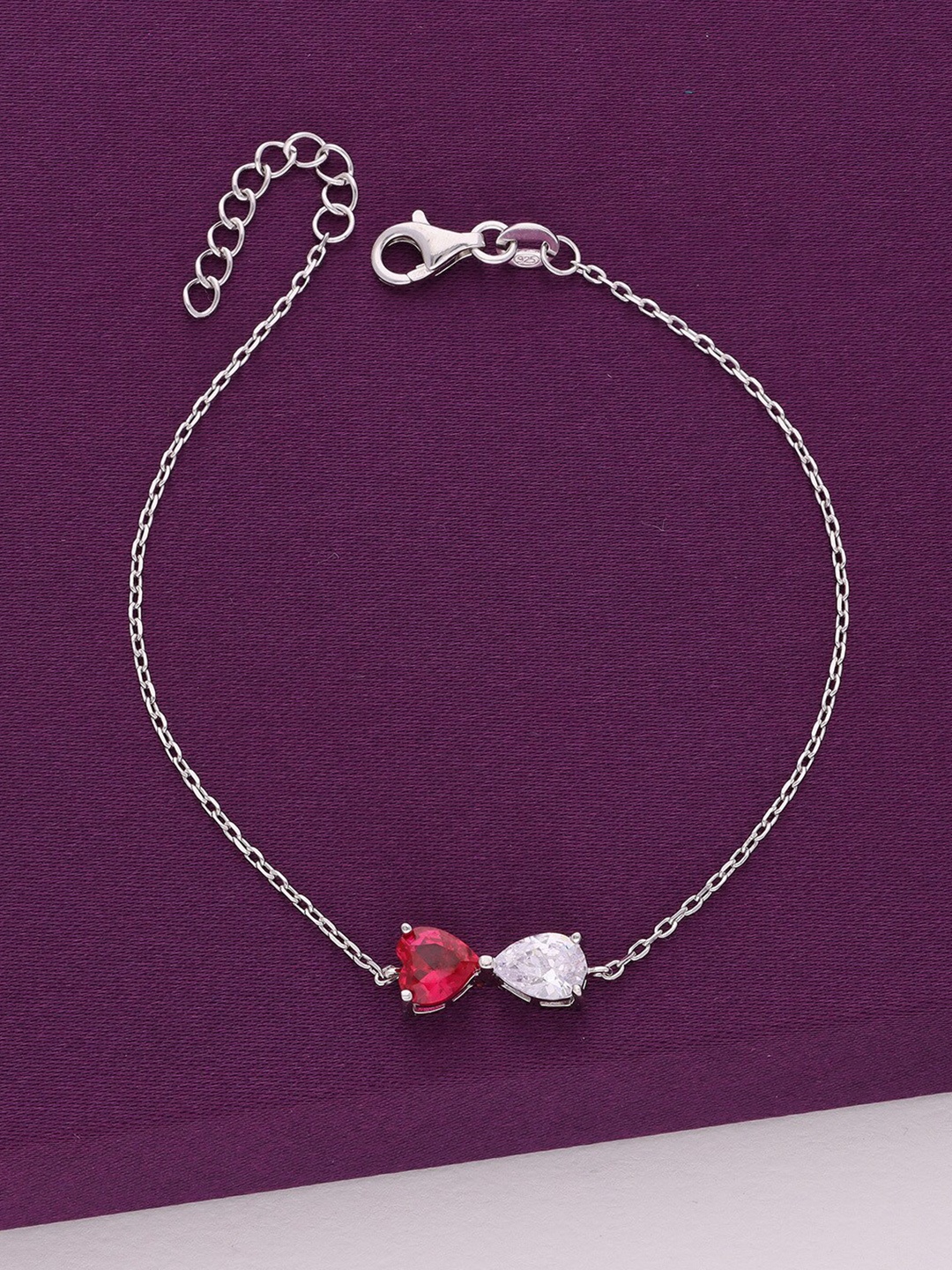 

KAI JEWEL 925 Sterling Silver Cubic Zirconia Rhodium-Plated Link Bracelet