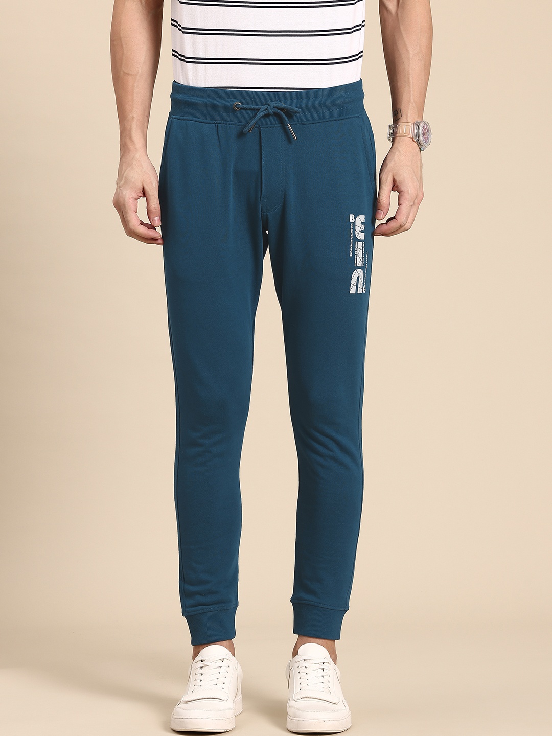 

Being Human Printed Detail Joggers, Navy blue