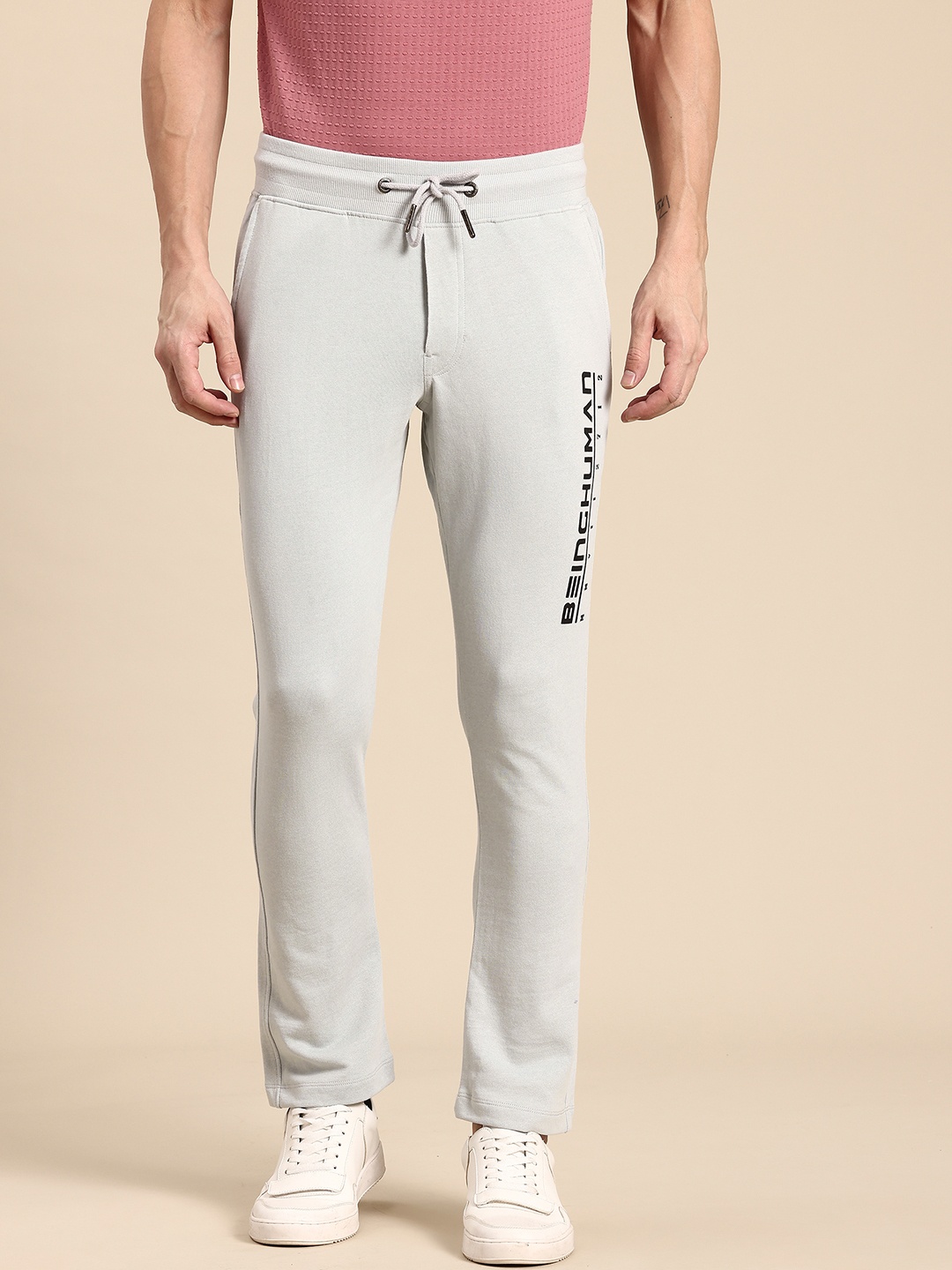 

Being Human Printed Detail Pure Cotton Joggers, Grey