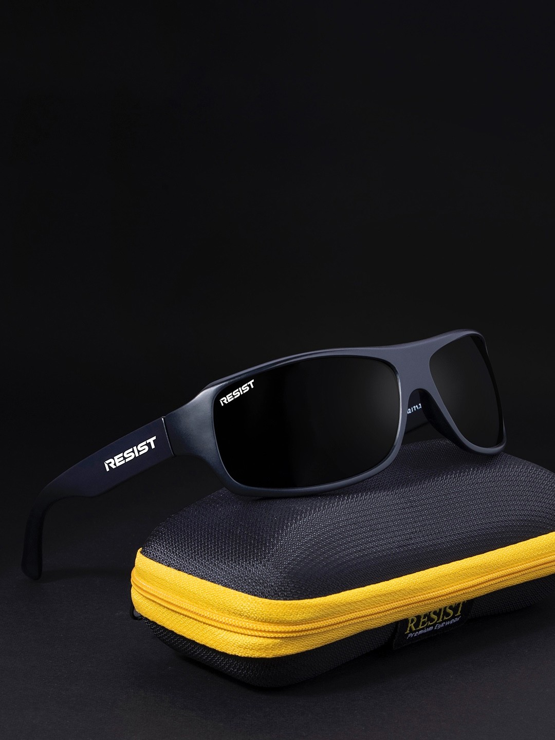 

RESIST EYEWEAR Unisex Rectangle Sunglasses with UV Protected Lens CURVE BF BLACK4, Black