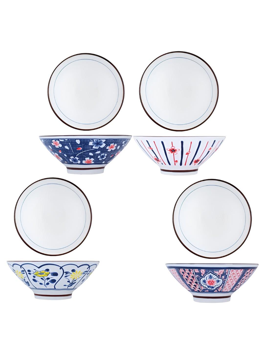 

P-Plus International Set of 6 Printed Ceramic Bowls, Blue