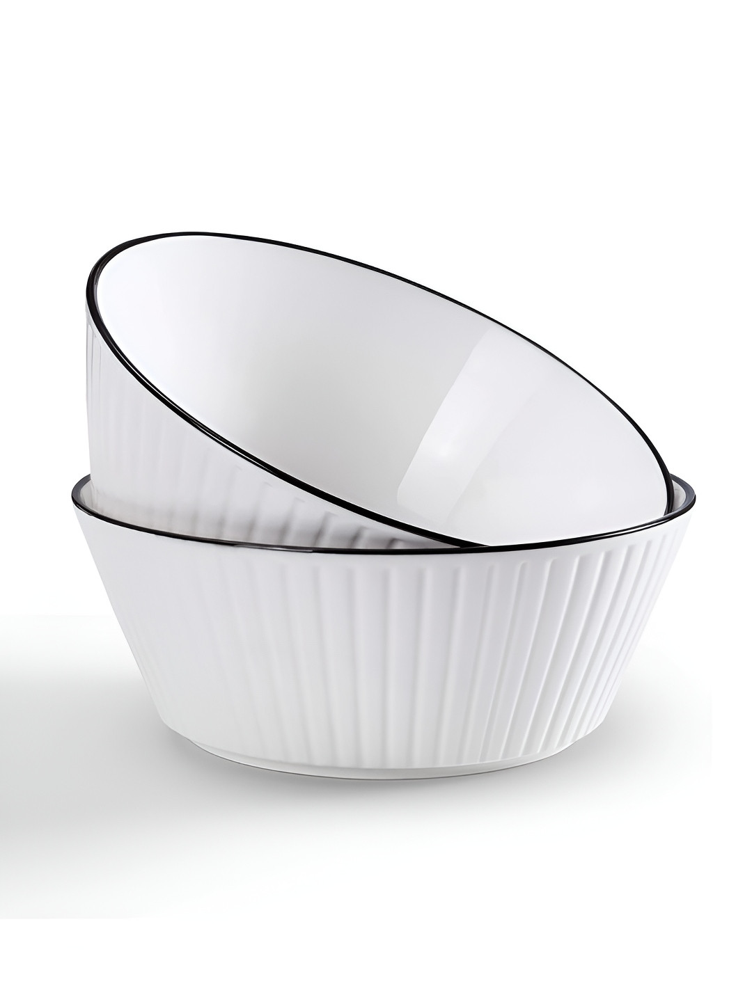 

P-Plus International 2-Pcs White Textured Ceramic Serving Bowls-350 ml Each