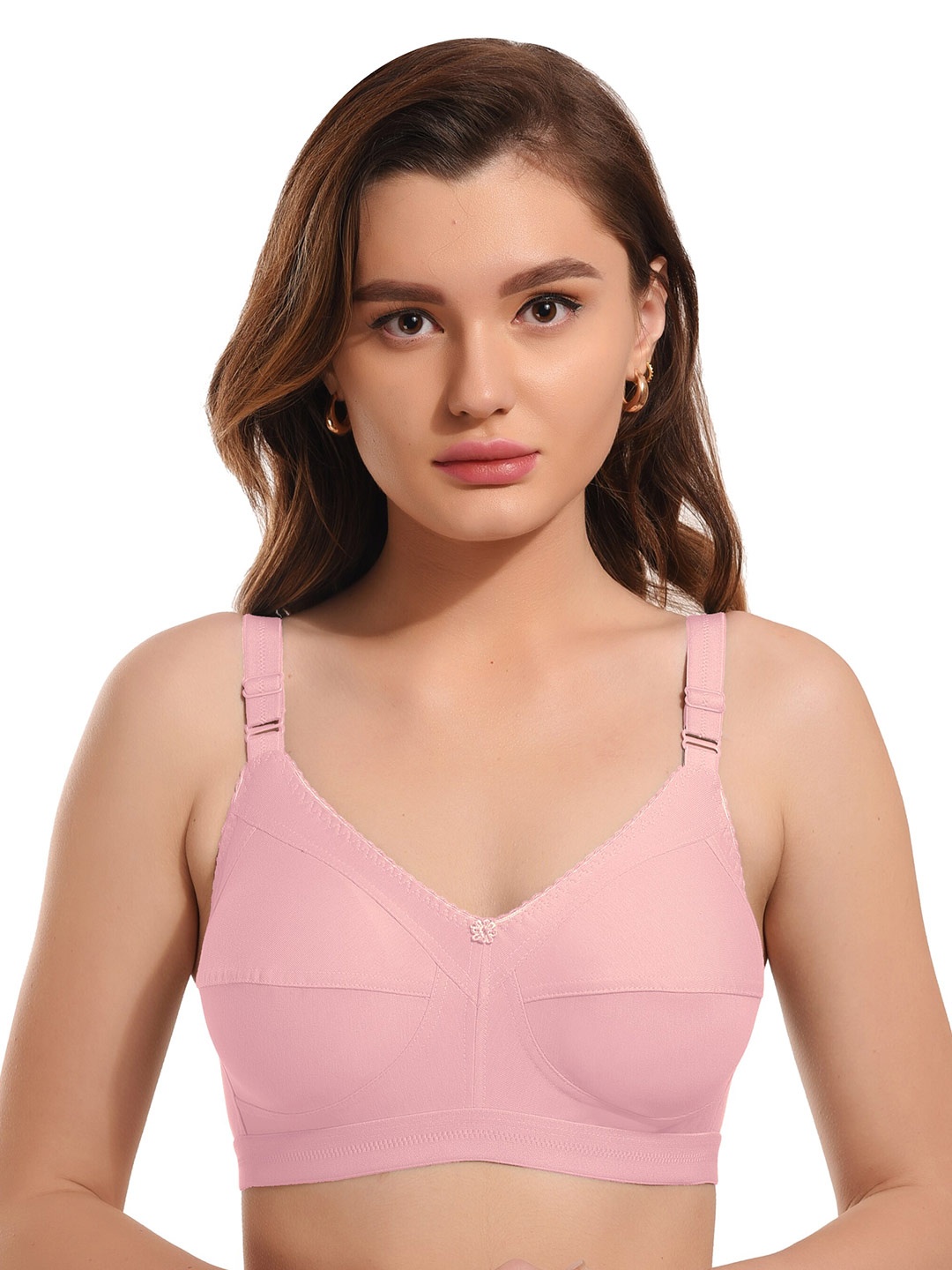 

elina Full Coverage Non Padded Anti Bacterial Cotton Minimizer Bra, Pink