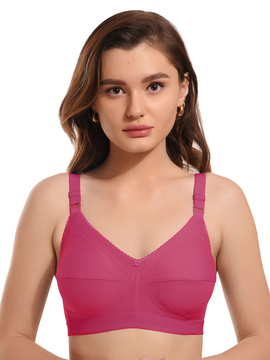 

elina Full Coverage Non Padded Anti Bacterial Cotton Minimizer Bra, Pink