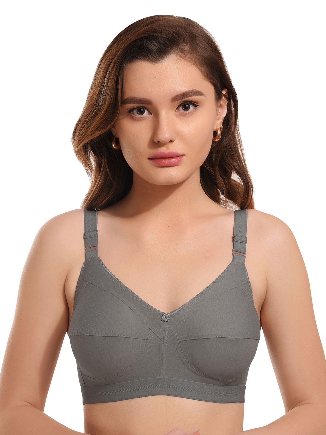 

elina Full Coverage Non Padded Anti Bacterial Cotton Minimizer Bra, Grey