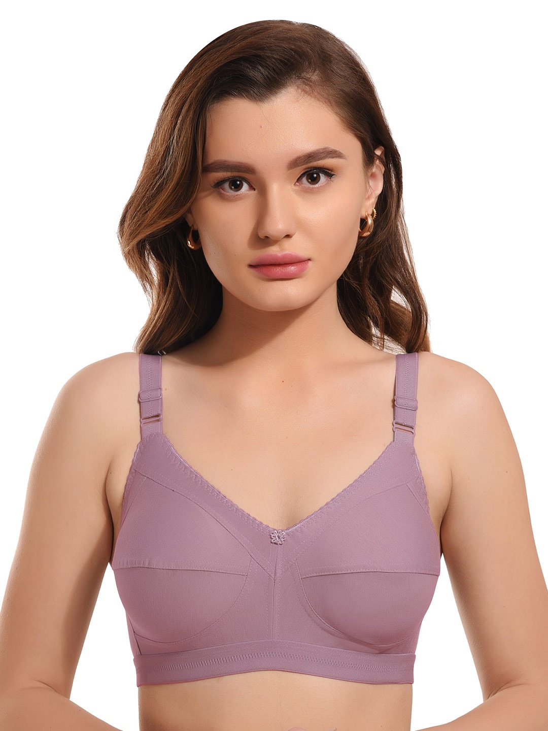 

elina Full Coverage Non Padded Anti Bacterial Cotton Minimizer Bra, Purple