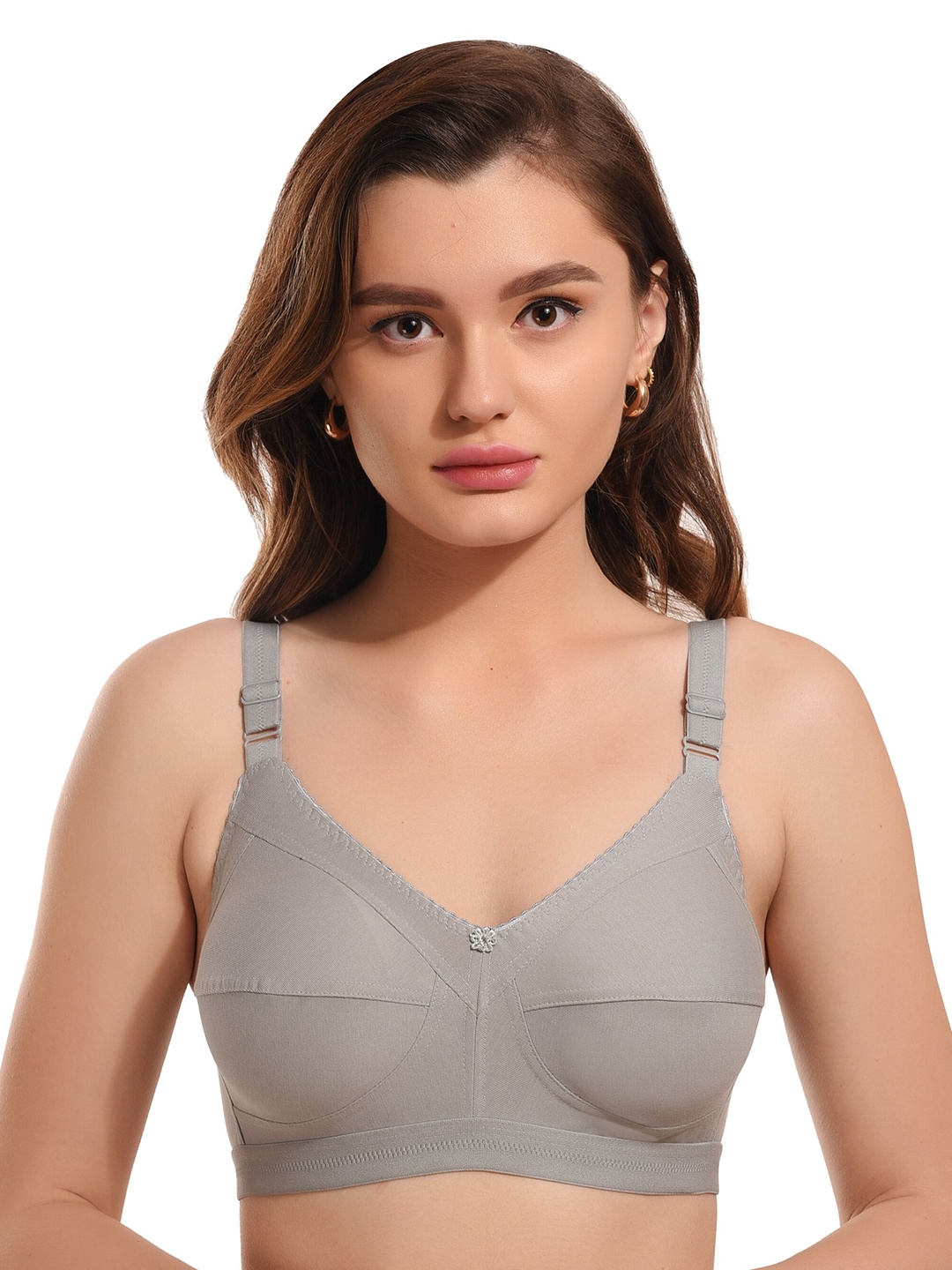 

elina Women Solid Full Coverage Non Padded Minimizer Bra, Grey