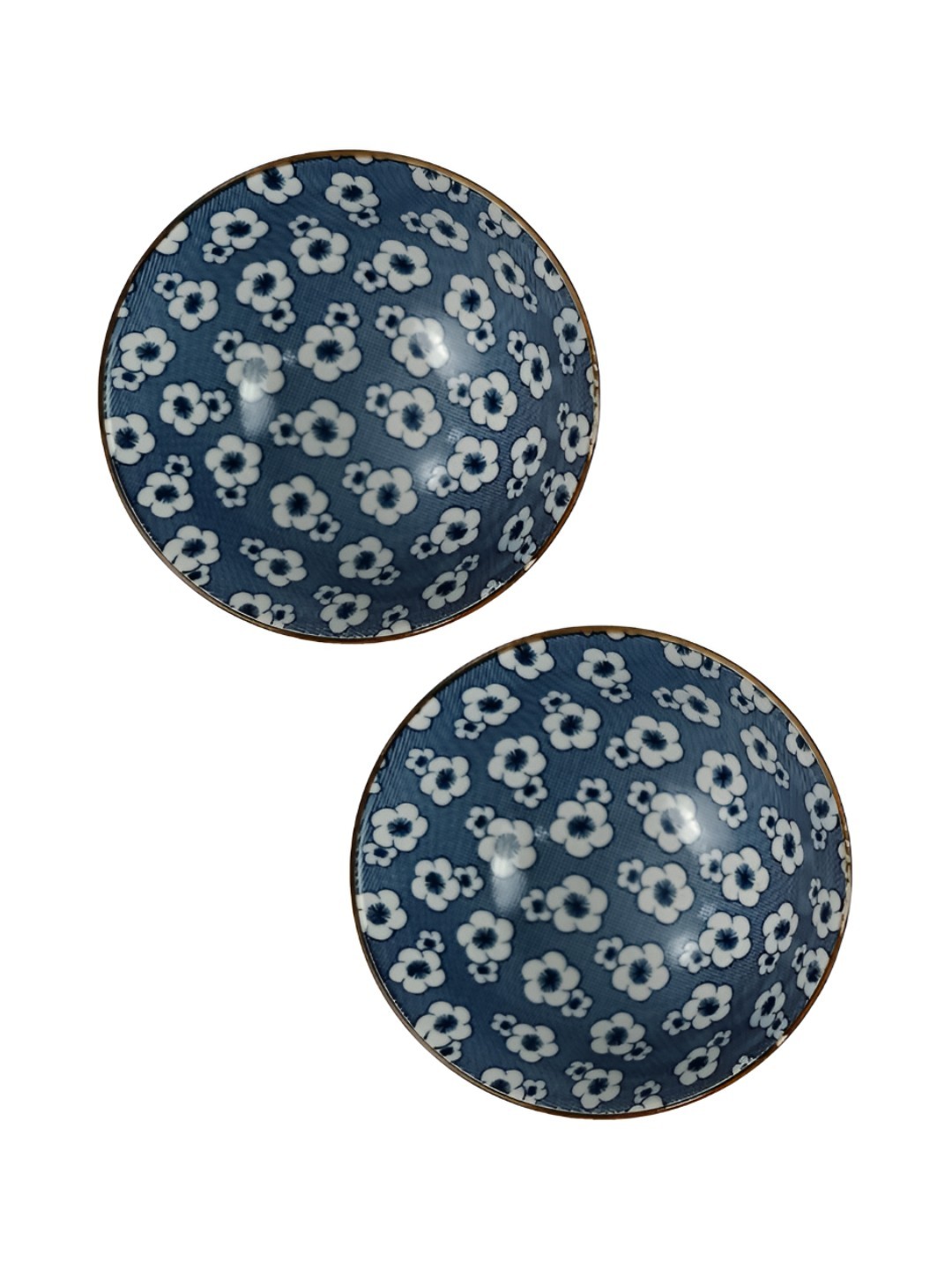 

P-Plus International Set Of 2 Printed Blue Ceramic Serving Bowl