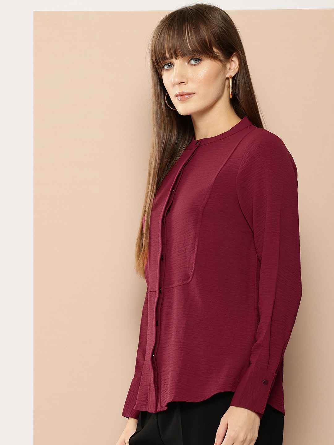 

her by invictus Opaque Casual Shirt, Maroon