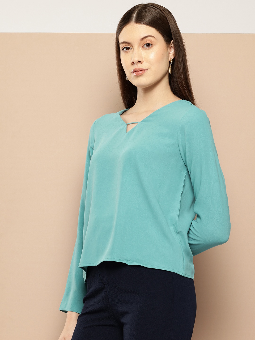 

her by invictus V-Neck Formal Top, Turquoise blue