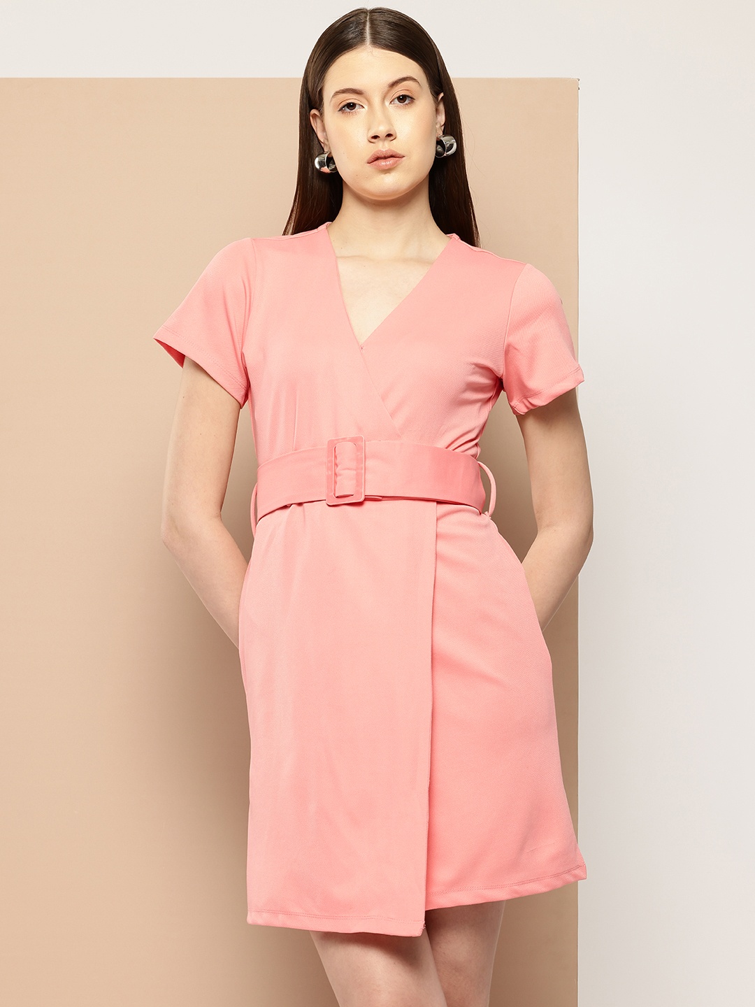 

her by invictus Wrap Smart Casual Dress, Peach