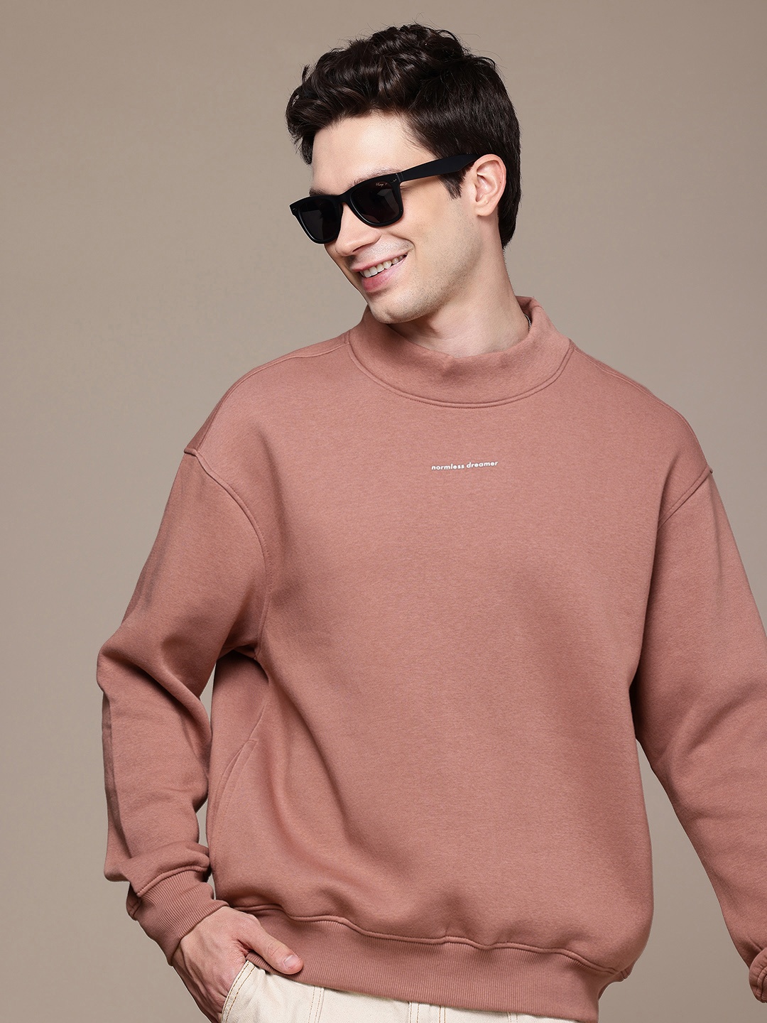 

WROGN Round Neck Long Sleeves Sweatshirt, Mauve