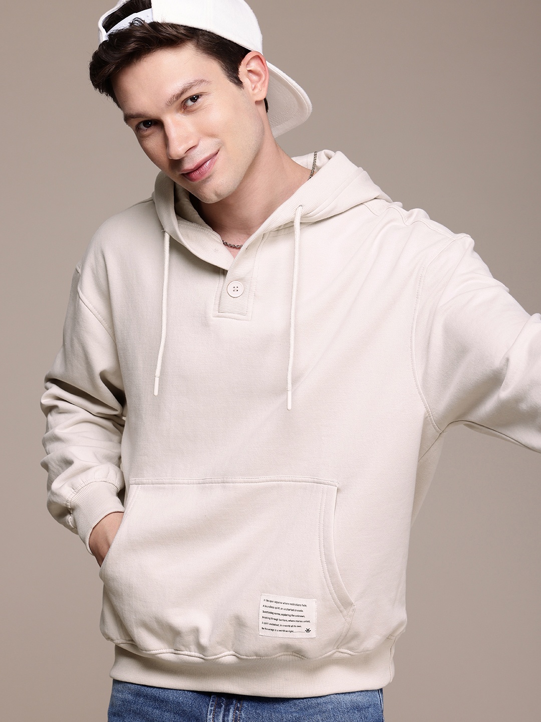 

WROGN Oversized Fit Hooded Sweatshirt, Beige