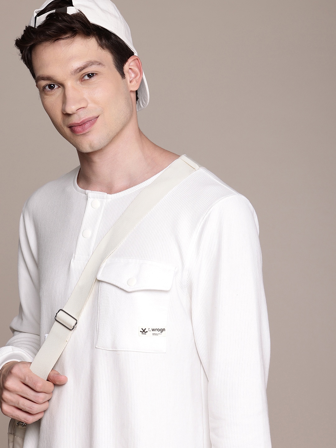 

WROGN Henley Neck Sweatshirt, White