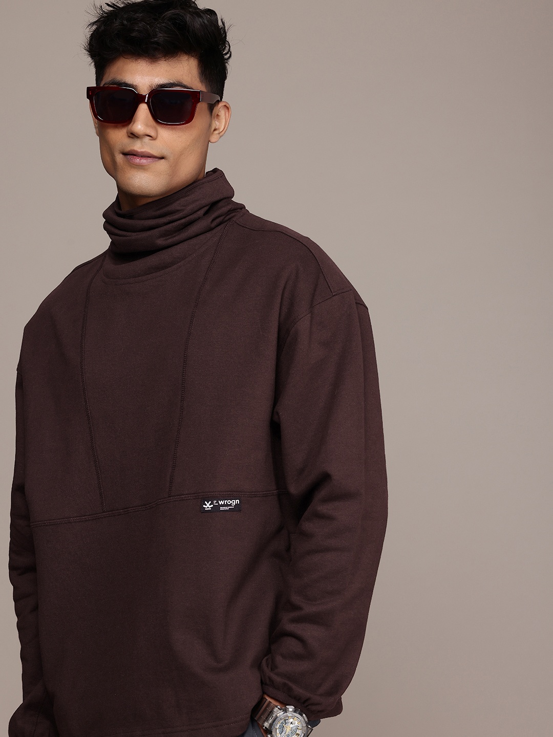 

WROGN Turtle Neck Pullover Sweatshirt, Brown