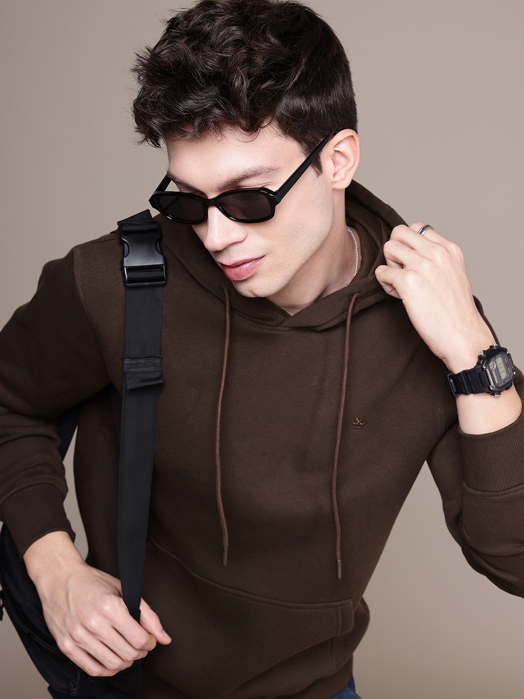 

WROGN Hooded Sweatshirt, Coffee brown